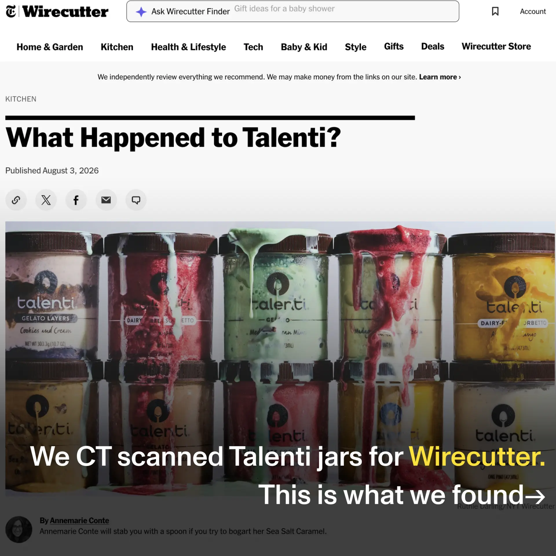 Wirecutter Talenti partnership campaign