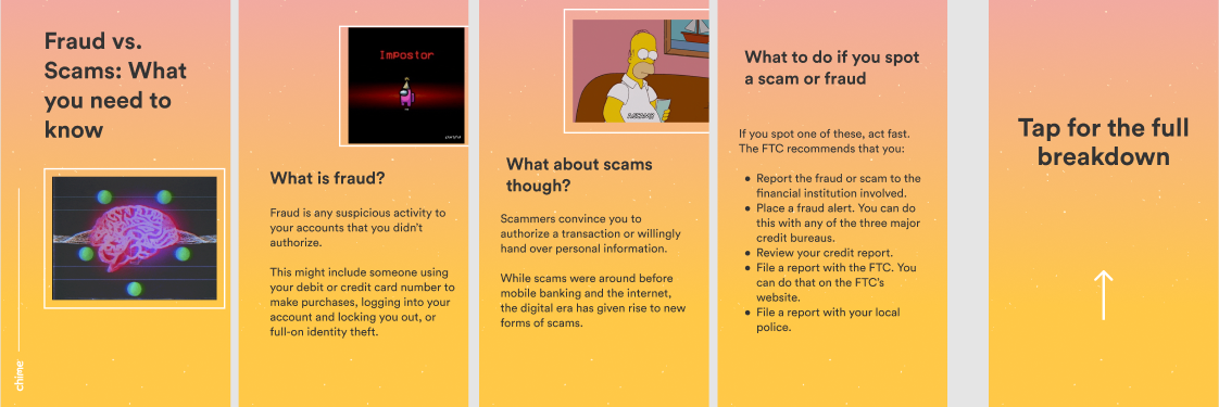 Fraud vs. Scams story — full breakdown