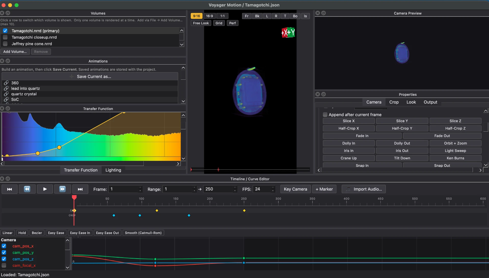 Voyager Motion animation workspace